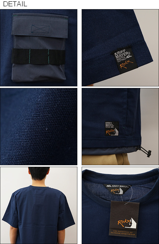 KRIFF MAYER クリフメイヤー ROKX ロックス コラボ 布帛 Tシャツ ポケT ポケット メンズ レディース 半袖 綿 麻 おしゃれ 大きいサイズ キャンプ 2345103 | KRIFF MAYER | 02