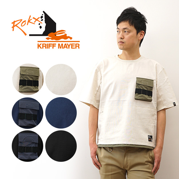 KRIFF MAYER クリフメイヤー ROKX ロックス コラボ 布帛 Tシャツ ポケT ポケット メンズ レディース 半袖 綿 麻 おしゃれ 大きいサイズ キャンプ 2345103 | KRIFF MAYER