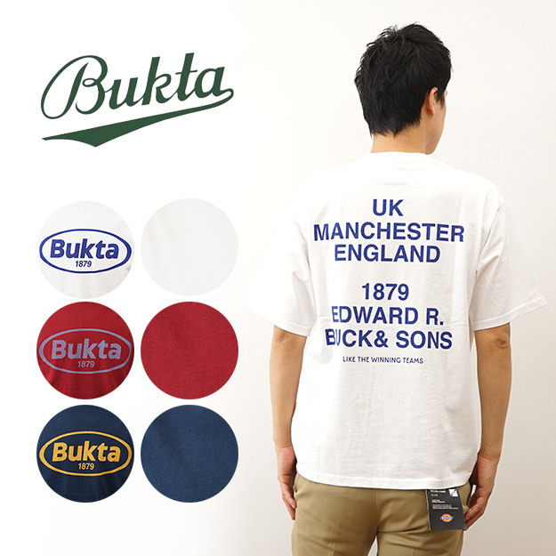 BUKTA バクタ Tシャツ バック プリント メンズ レディース 半袖 大きいサイズ オーバーサイズ ブランド おしゃれ 綿100% アメカジ 登山 サッカー BU2345808 | 