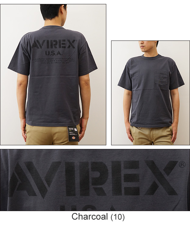 AVIREX アヴィレックス Tシャツ ミリタリー ステンシル オフィシャル ロゴ メンズ ポケT ポケット プリント 半袖 大きいサイズ ブランド 綿100% 7834134047 | AVIREX | 05