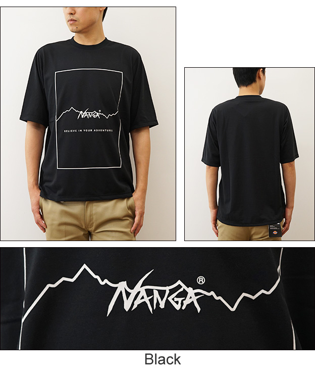 NANGA（ナンガ） Tシャツ ドライミックス フレームロゴティー メンズ
