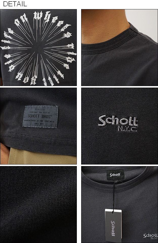 Schott ショット メッセージホイール Tシャツ メンズ 半袖 バックプリント 刺繍 大きいサイズ アメリカ ブランド おしゃれ 綿100% 厚手 アメカジ 7824134022 | Schott N.Y.C | 02