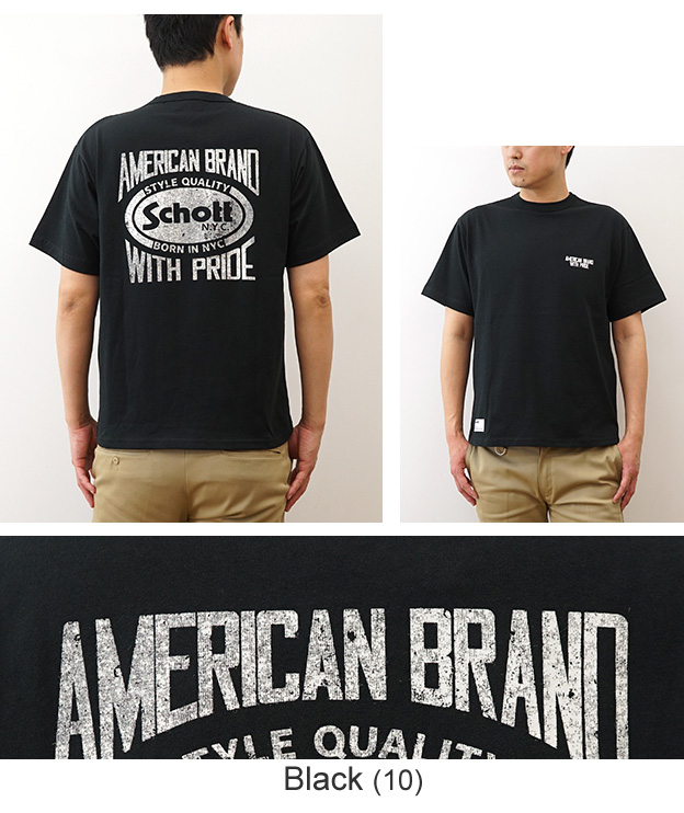 Schott ショット Tシャツ アメリカン ブランド ウィズ プライド メンズ 半袖 大きいサイズ 綿100% 厚手 アメカジ プリント おしゃれ 夏 白 黒 7825134015 | Schott N.Y.C | 11