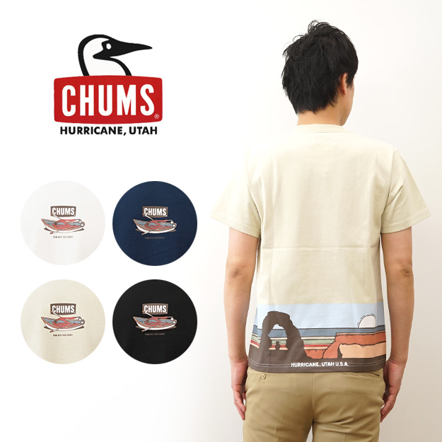 CHUMS チャムス Tシャツ メンズ レディース ユタランドスケープ 綿100% 大きいサイズ 白 黒 おしゃれ かわいい アウトドア アメカジ プレゼント CH01-2520 | CHUMS