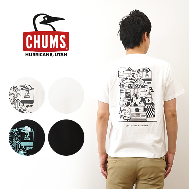 CHUMS チャムス Tシャツ メンズ レディース チャムスイズファン 綿100% M L XL 大きいサイズ 黒 おしゃれ かわいい アウトドア アメカジ プレゼント CH01-2522 | CHUMS