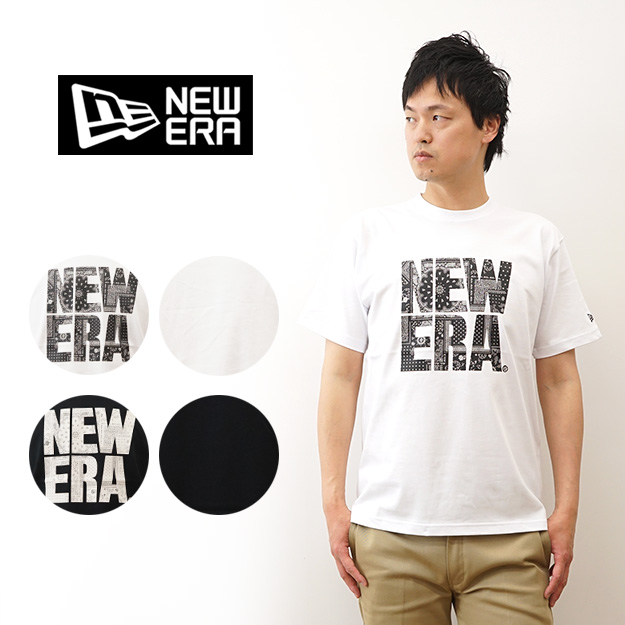 New Era ニューエラ Tシャツ Floral Paisley スクエア メンズ レディース 黒 白 綿100% 半袖 プリント ロゴ ペイズリー バンダナ おしゃれ 夏 14410104 14410105 | NEW ERA