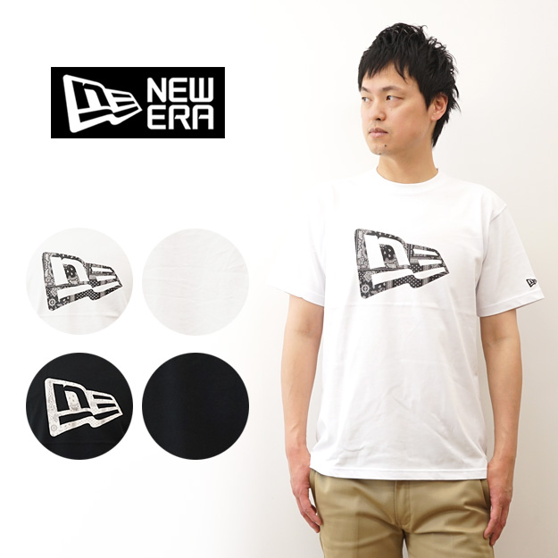 New Era ニューエラ Tシャツ ペイズリー フラッグロゴ メンズ レディース 半袖 大きいサイズ 白 黒 綿100 アメカジ ストリート ブランド おしゃれ 夏 14410106 | NEW ERA