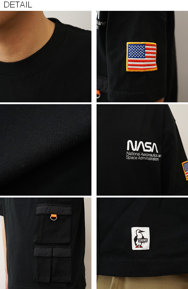 CHUMS チャムス Tシャツ 半袖 メンズ レディース NASA コラボ ポケット付き 宇宙 プリント ロゴ 大きいサイズ 夏服 M L XL ユニセックス CH01-2544 | CHUMS | 06