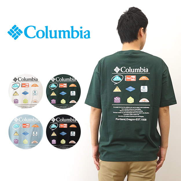 Columbia コロンビア Tシャツ スタックブルックグラフィック メンズ レディース 半袖 速乾 アウトドア おしゃれ ブランド ロゴ 大きいサイズ 涼しい 黒 PM0785 | Columbia