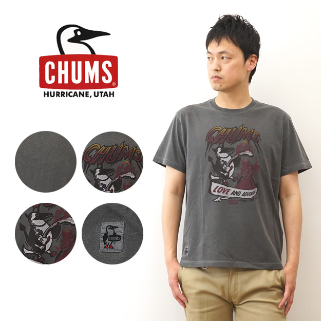 CHUMS チャムス Tシャツ 70 メタル バンド メンズ レディース バンドT 半袖 大きいサイズ 綿100% ピグメント ブランド おしゃれ 古着 デザイン 黒 CH01-2533 | CHUMS