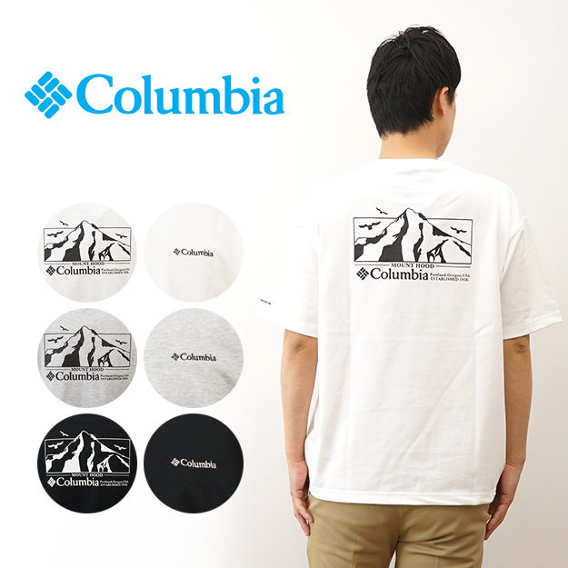 Columbia コロンビア Tシャツ ロマビスタグラフィック メンズ レディース 半袖 厚手 速乾 アウトドア プリント おしゃれ ブランド 大きいサイズ 白 黒 PM0960 | Columbia