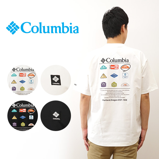 Columbia コロンビア Tシャツ レイリバースプリットラグラングラフィック メンズ レディース 半袖 速乾 アウトドア 登山 おしゃれ ブランド 涼しい 白 黒 PM7377 | Columbia