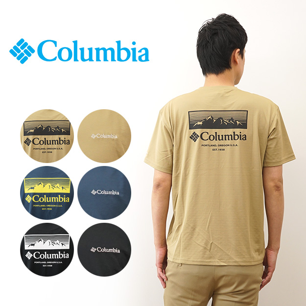 Columbia コロンビア Tシャツ グレイシャルビスタグラフィック メンズ レディース 半袖 速乾 冷感 アウトドア 登山 おしゃれ ブランド 涼しい 白 黒 XE3513 | Columbia