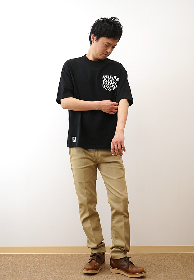 CHUMS チャムス 米織小紋 Tシャツ 半袖 メンズ レディース ポケT 東北 限定 別注 綿100％ コラボ 大きいサイズ カジュアル ユニセックス CH01-2572 | CHUMS | 05