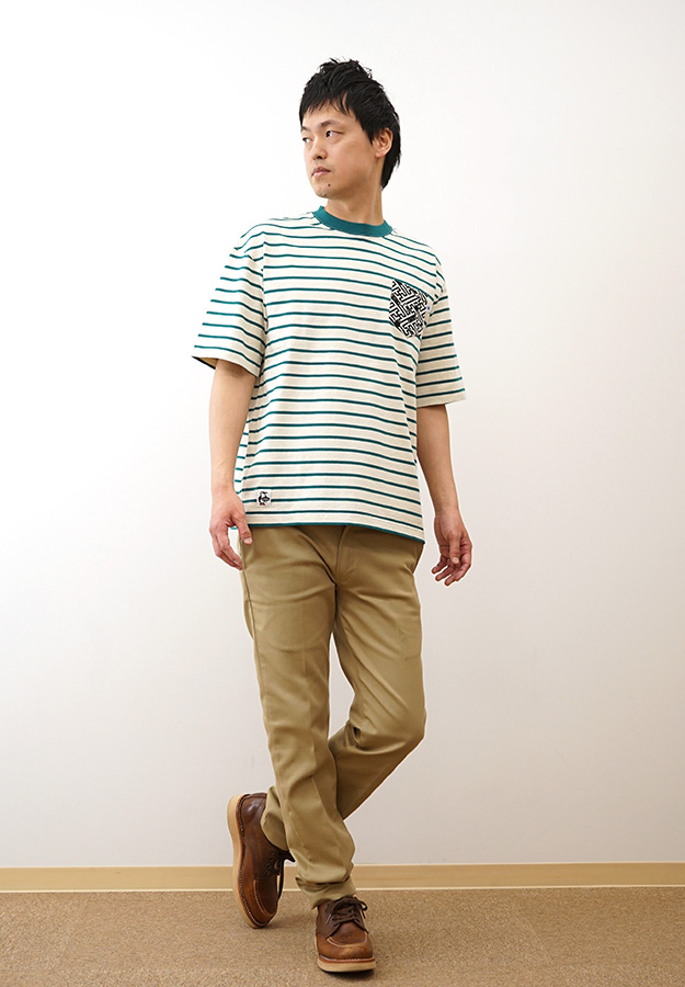 CHUMS チャムス 米織小紋 Tシャツ 半袖 メンズ レディース ポケT 東北 限定 別注 綿100％ コラボ 大きいサイズ カジュアル ユニセックス CH01-2572 | CHUMS | 07