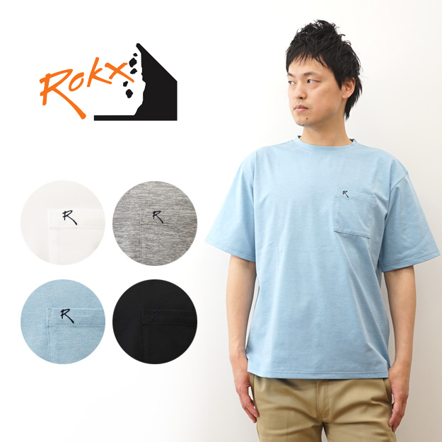 ROKX ロックス Tシャツ メンズ レディース 半袖 ポケT 無地 刺繍 ポケット付き 吸汗速乾 大きいサイズ 春夏 カジュアル アメカジ アウトドア RXMS254211 | ROKX