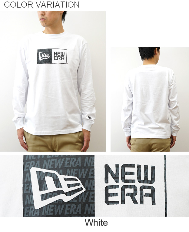 New Era ニューエラ 長袖 コットン Tシャツ Pattern Box Logo ボックスロゴ ロンT メンズ レディース 黒 白 アメカジ ストリート おしゃれ 14682713 14682715 | NEW ERA | 07