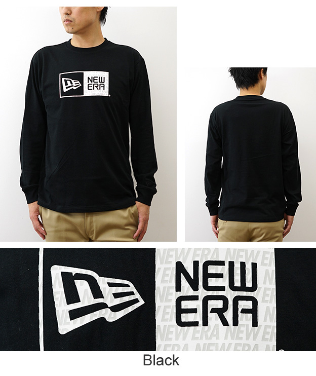 New Era ニューエラ 長袖 コットン Tシャツ Pattern Box Logo ボックスロゴ ロンT メンズ レディース 黒 白 アメカジ ストリート おしゃれ 14682713 14682715 | NEW ERA | 08