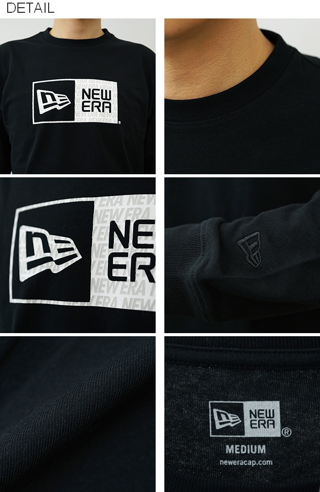 New Era ニューエラ 長袖 コットン Tシャツ Pattern Box Logo ボックスロゴ ロンT メンズ レディース 黒 白 アメカジ ストリート おしゃれ 14682713 14682715 | NEW ERA | 06