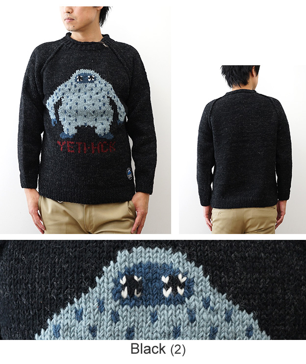 手編み ジャガード クルー セーター HIMALAYAN CLIMBER'S HAND-KNIT