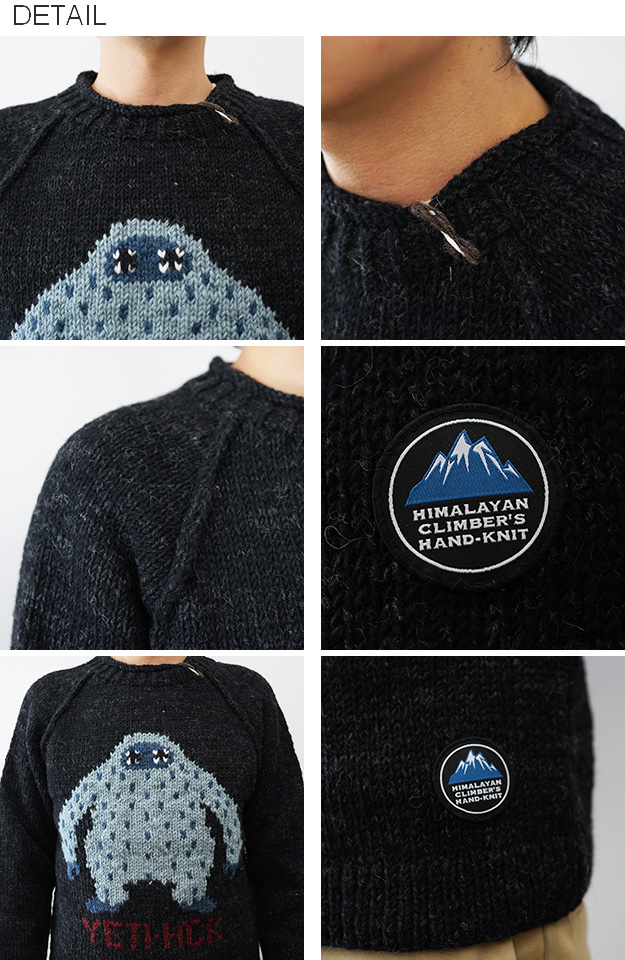 手編み ジャガード クルー セーター HIMALAYAN CLIMBER'S HAND-KNIT