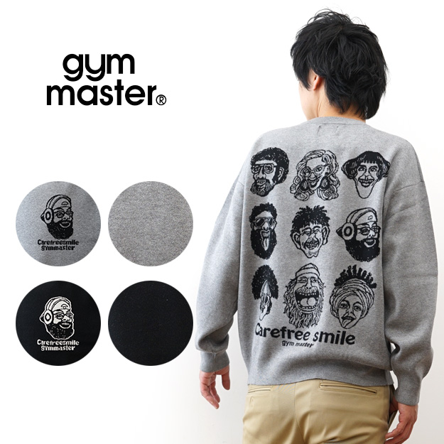 gym master ジムマスター セーター ジャガードニット carefree smile クルーネック メンズ レディース アメカジ おしゃれ かわいい 春 秋 冬 黒 G621792