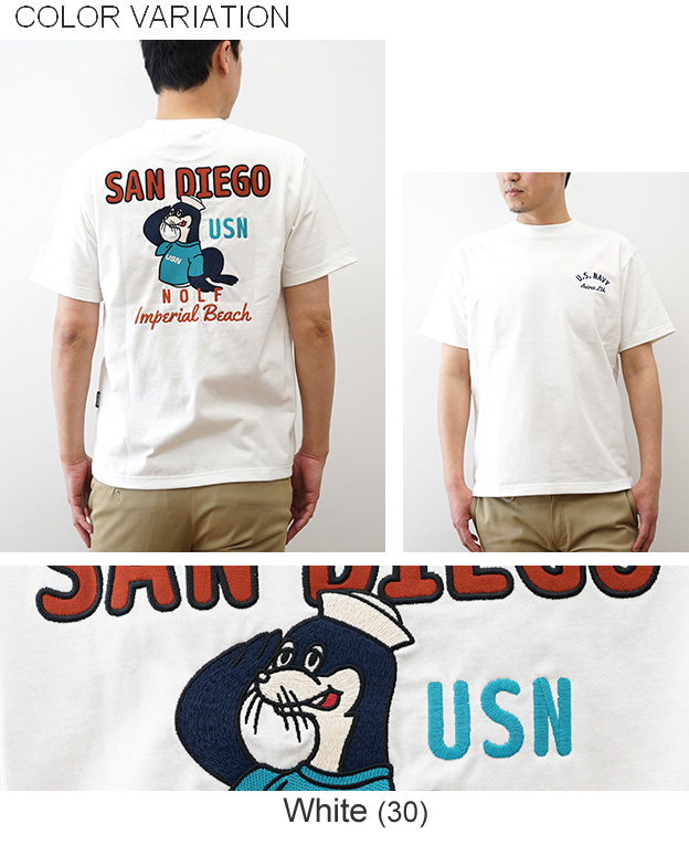 AVIREX アヴィレックス 半袖 Tシャツ SAN DIEGO SEA LION メンズ レディース 速乾 刺繍 アメカジ ストリート カジュアル ブランド おしゃれ 白 黒 7836134007 | AVIREX | 09