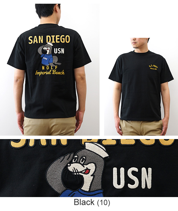 AVIREX アヴィレックス 半袖 Tシャツ SAN DIEGO SEA LION メンズ レディース 速乾 刺繍 アメカジ ストリート カジュアル ブランド おしゃれ 白 黒 7836134007 | AVIREX | 10