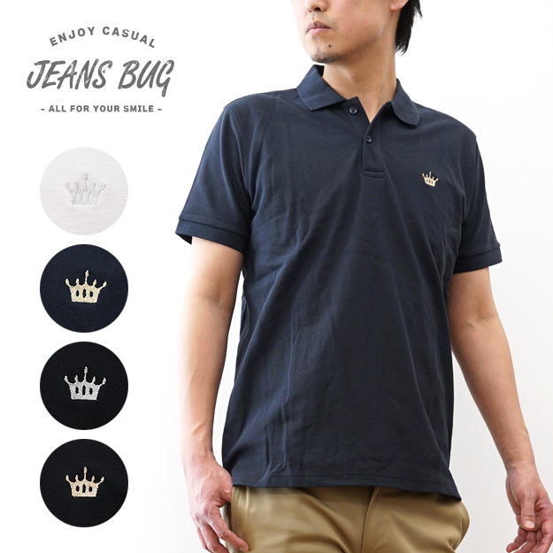 JEANS BUG（ジーンズバグ） ポロシャツ 半袖 Crown 王冠 ロゴ ワン