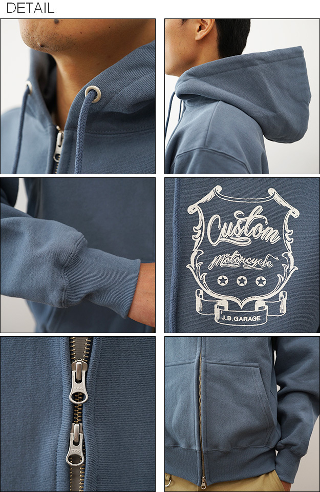 jj custom rods パーカー ジーンズ 12ozジップパーカ CUSTOM オリジナル バイカー プリント