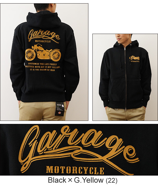 ジーンズ 12ozジップパーカ MOTORCYCLE オリジナル バイカー