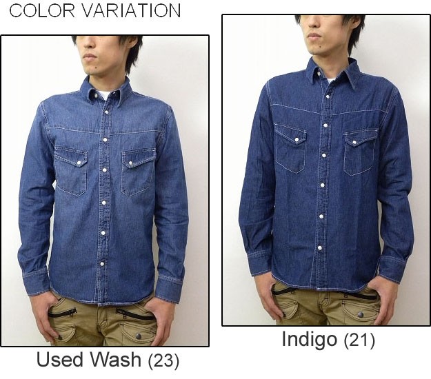 Ring Jacket リネン混 ドレスシャツ　デニム風 ウエスタンシャツ L ATTACHMENT 7,5ozムラ糸デニム ウエスタンシャツ ヴィンテージ