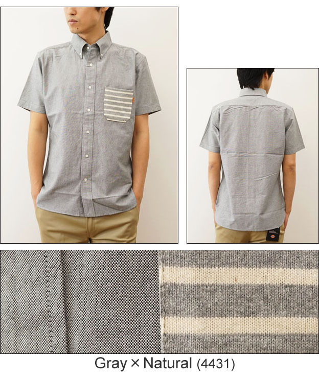 ジーンズ 半袖OXシャツ オリジナル ボーダー ポケット