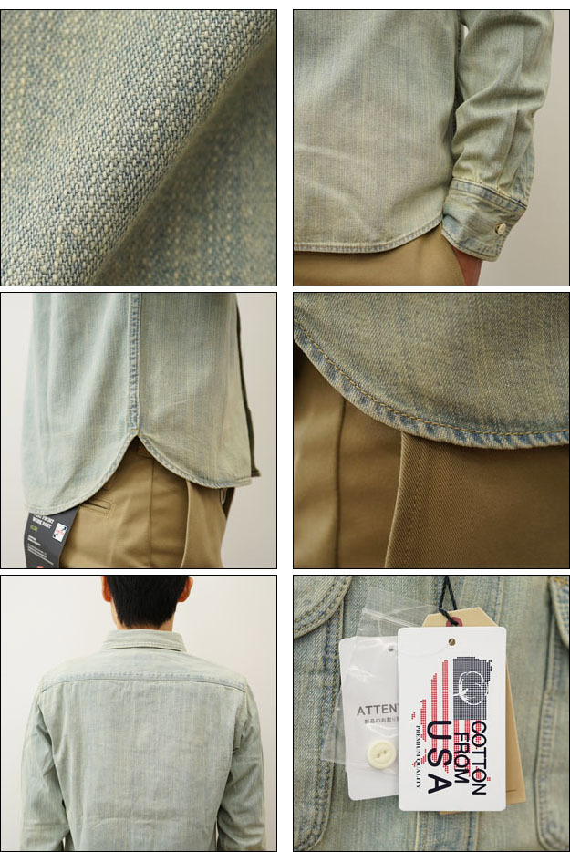 Willis &  コットンシャツ　USA製美品 HOUSTON（ヒューストン） USA コットン デニム ワーク シャツ USA