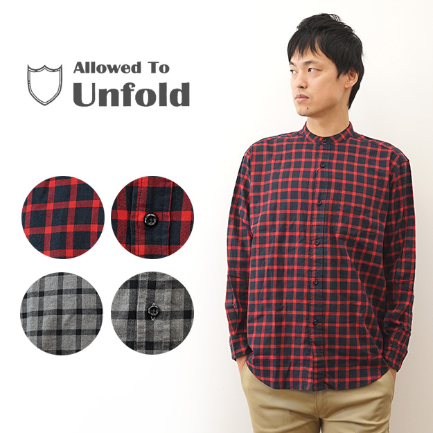 チェック シャツ 長袖 バンドカラー Allowed to Unfold アロウドトゥアンフォールド ウィンドペン メンズ オーバーサイズ 大きい サイズ XL 2L 0701-25108 | 