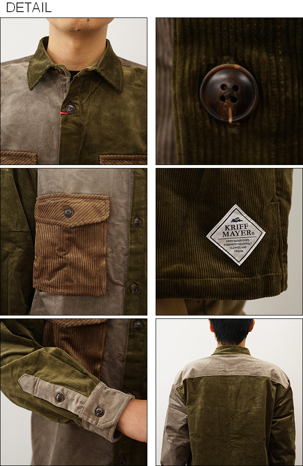 KRIFF MAYER クリフメイヤー 長袖 シャツ マルチ コーデュロイ メンズ ビッグシルエット オーバーサイズ 大きい サイズ XL 厚手 キャンプ 無地 おしゃれ 2315107 | KRIFF MAYER | 02