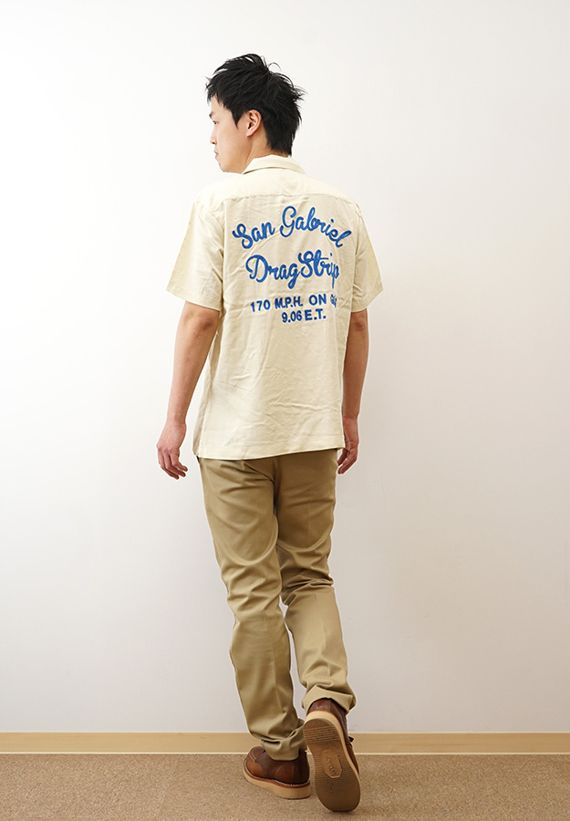 HOUSTON ヒューストン ボウリングシャツ メンズ 半袖 シャツ レーヨン 刺繍 チェーンステッチ 開襟 オープンカラー 大きいサイズ 黒 アメカジ 夏服 春夏 41177 | HOUSTON | 01