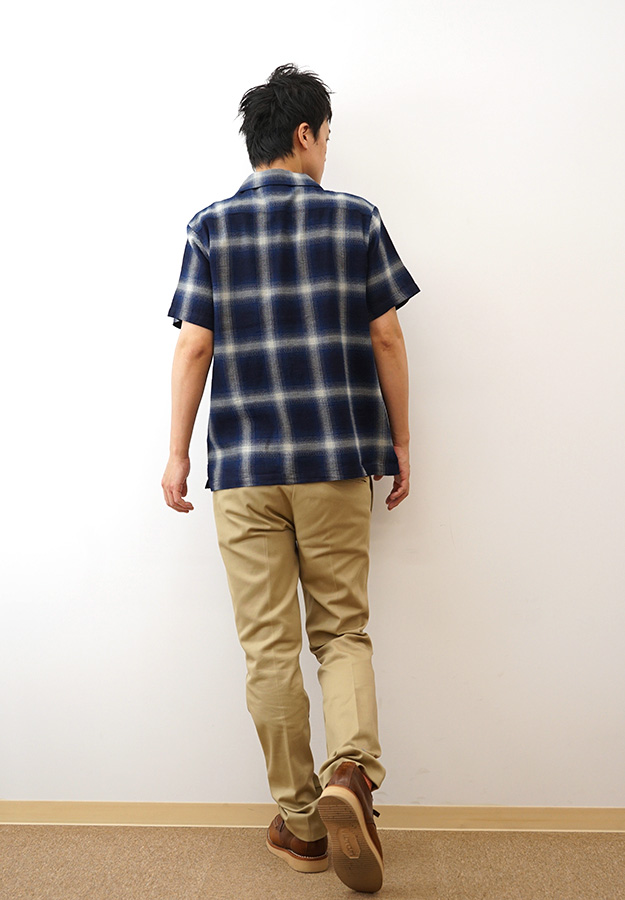 HOUSTON ヒューストン オンブレー チェック 半袖 シャツ メンズ インディゴ ヘリンボーン ツイル 綿100% アメカジ アメリカ 古着風 おしゃれ 春 夏 秋 41165 | HOUSTON | 04