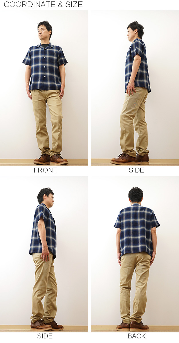 HOUSTON ヒューストン オンブレー チェック 半袖 シャツ メンズ インディゴ ヘリンボーン ツイル 綿100% アメカジ アメリカ 古着風 おしゃれ 春 夏 秋 41165 | HOUSTON | 05