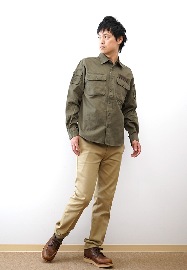 AVIREX（アヴィレックス） 長袖 ファティーグ シャツ メンズ 綿100