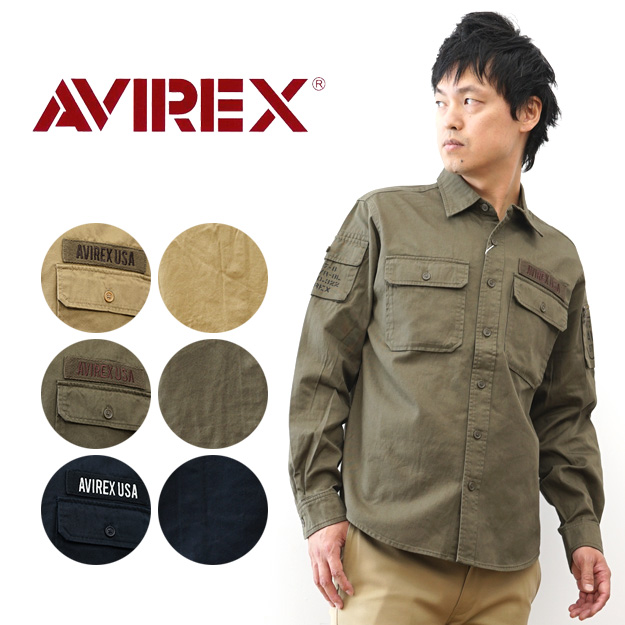AVIREX（アヴィレックス） 長袖 ファティーグ シャツ メンズ 綿100