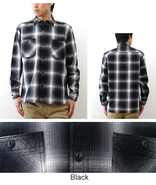 HOUSTON（ヒューストン） オンブレ チェック ビエラ シャツ ネルシャツ