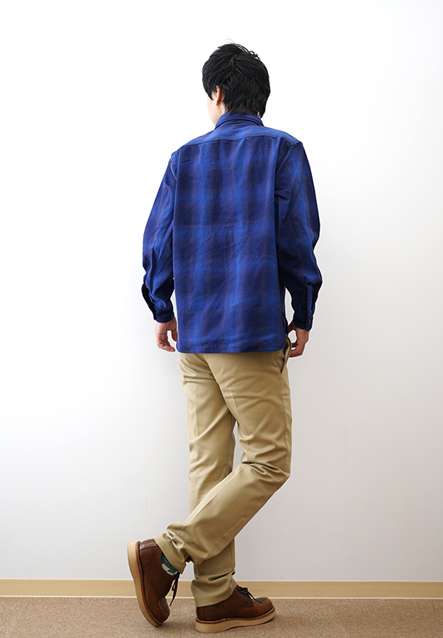 HOUSTON（ヒューストン） オンブレ チェック ビエラ シャツ ネルシャツ