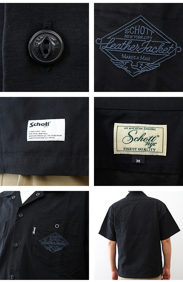 Schott N.Y.C（ショット） Schott 半袖シャツ NC 刺繍 シャツ メンズ