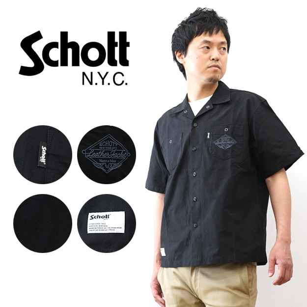 Schott N.Y.C（ショット） Schott 半袖シャツ NC 刺繍 シャツ メンズ