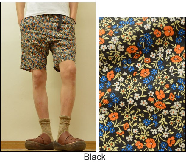 GRAMICCI（グラミチ） FLOWER NN-SHORTS 小花柄 ナロー クライミングショートパンツ アウトドアハーフパンツ メンズ  大きいサイズ 細身 フラワー柄 GMP-14S006