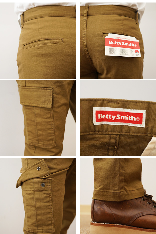 Betty Smith ベティースミス カーゴ パンツ ストレッチ スリム メンズ レディース 大きいサイズ 細身 日本製 おしゃれ 細い チノパン 綿 春 夏 秋 冬 黒 BAM-413 | Betty Smith | 09