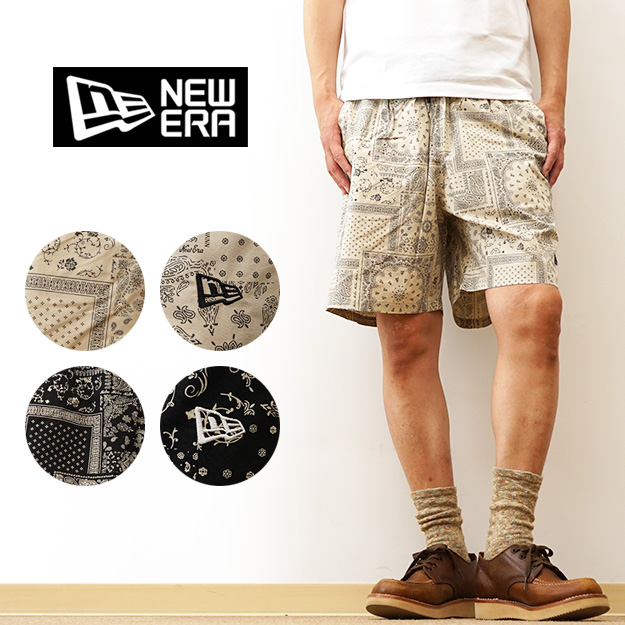 ニューエラ　ウーブン　ショートパンツ　ペイズリー NEWERA】ウーブン ショートパンツ Floral Paisley ブラック