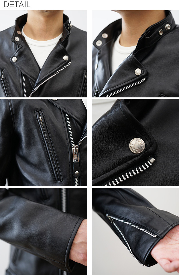 W*〉様 美品■schott ダブルブレストライダースジャケット 羊革　ブラック Schott N.Y.C（ショット） Schott ダブル ブレスト ライダース