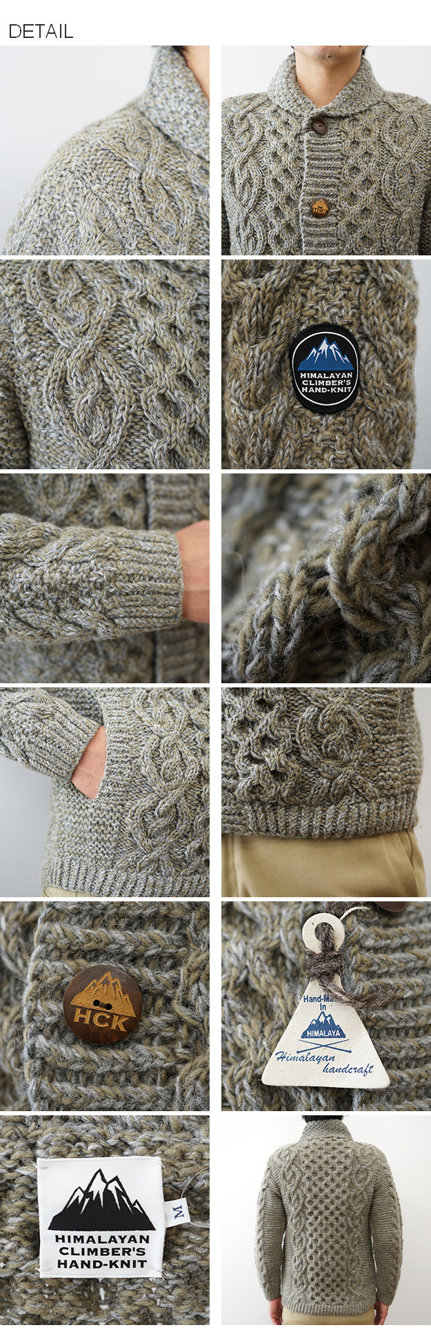 手編み ショ−ル カ−ディガン HIMALAYAN CLIMBER'S HAND-KNIT